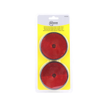 Ronde Rode Reflector 85 mm - 2 stuks, E-keur, voor voertuigen