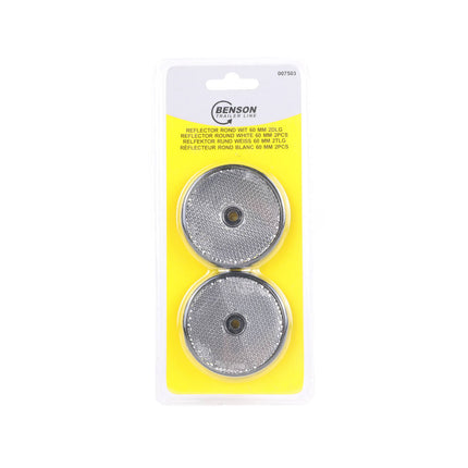 Ronde Witte Reflectoren 60mm - Set van 2, E-keur, Voor Voertuigen