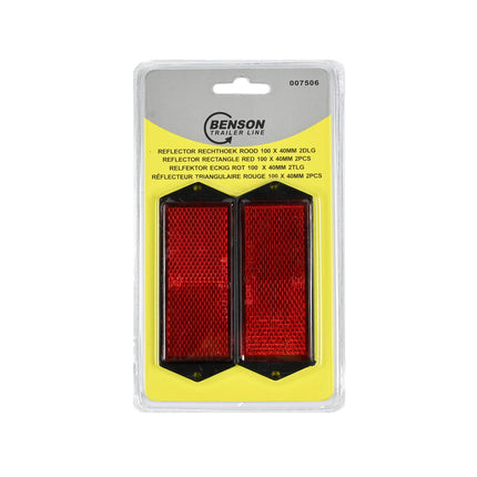 Rode Rechthoek Reflector 100x45mm - Set van 2 - E4 Gecertificeerd
