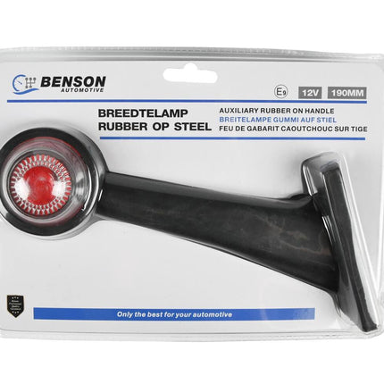 Breedtelamp 190mm Rood/Wit, 12/24V, E-Keur, Buigbare Arm