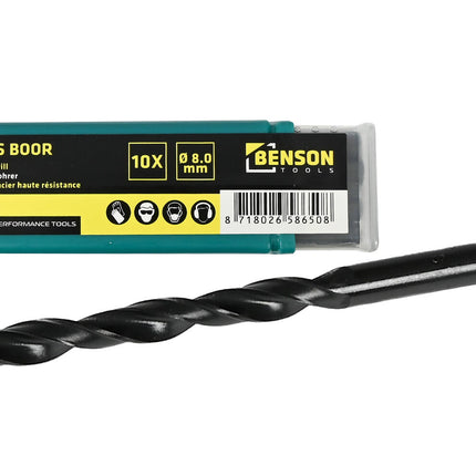 HSS Boorset 8.0mm, 10 stuks voor metaal, hout, kunststof boren.