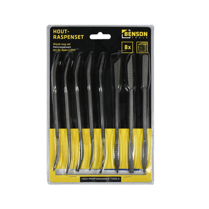 Houtraspset 8 dlg: Fijne Rasp voor Hout & Speksteen, 1/4" Breedte
