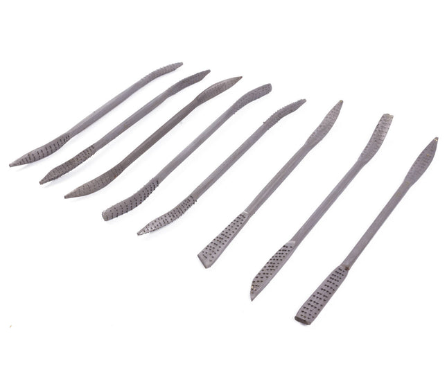Houtraspset 8 dlg: Fijne Rasp voor Hout & Speksteen, 1/4" Breedte