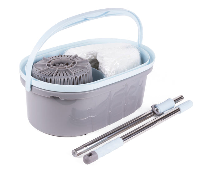 Mop + emmerset 360° spinning – Afm. Steel 120 cm, Afm. emmer 48 x 29 x 24cm, 120 cm