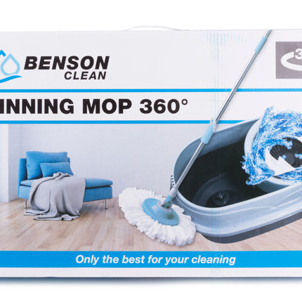 Mop + emmerset 360° spinning – Afm. Steel 120 cm, Afm. emmer 48 x 29 x 24cm, 120 cm