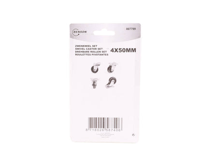 Witte 50mm Zwenkwiel Set 4st - Max 30kg, Meubelupgrade