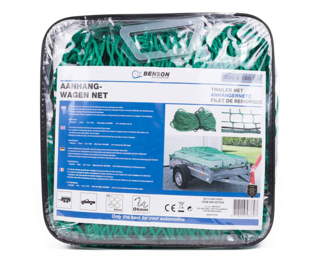 Aanhangwagen Net 3,5x1,8m met 6mm elastiek voor veilige lading.