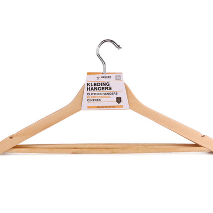 Houten Kledinghangers 3-dlg met 360° Haak en Broekstang 45 cm