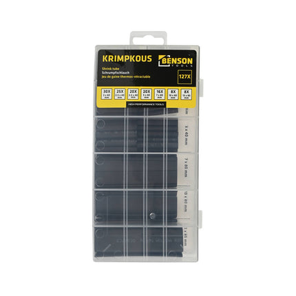 Krimpkous Set 127 dlg Zwart - Veilig Kabelbeheer tot 600V en 125°C