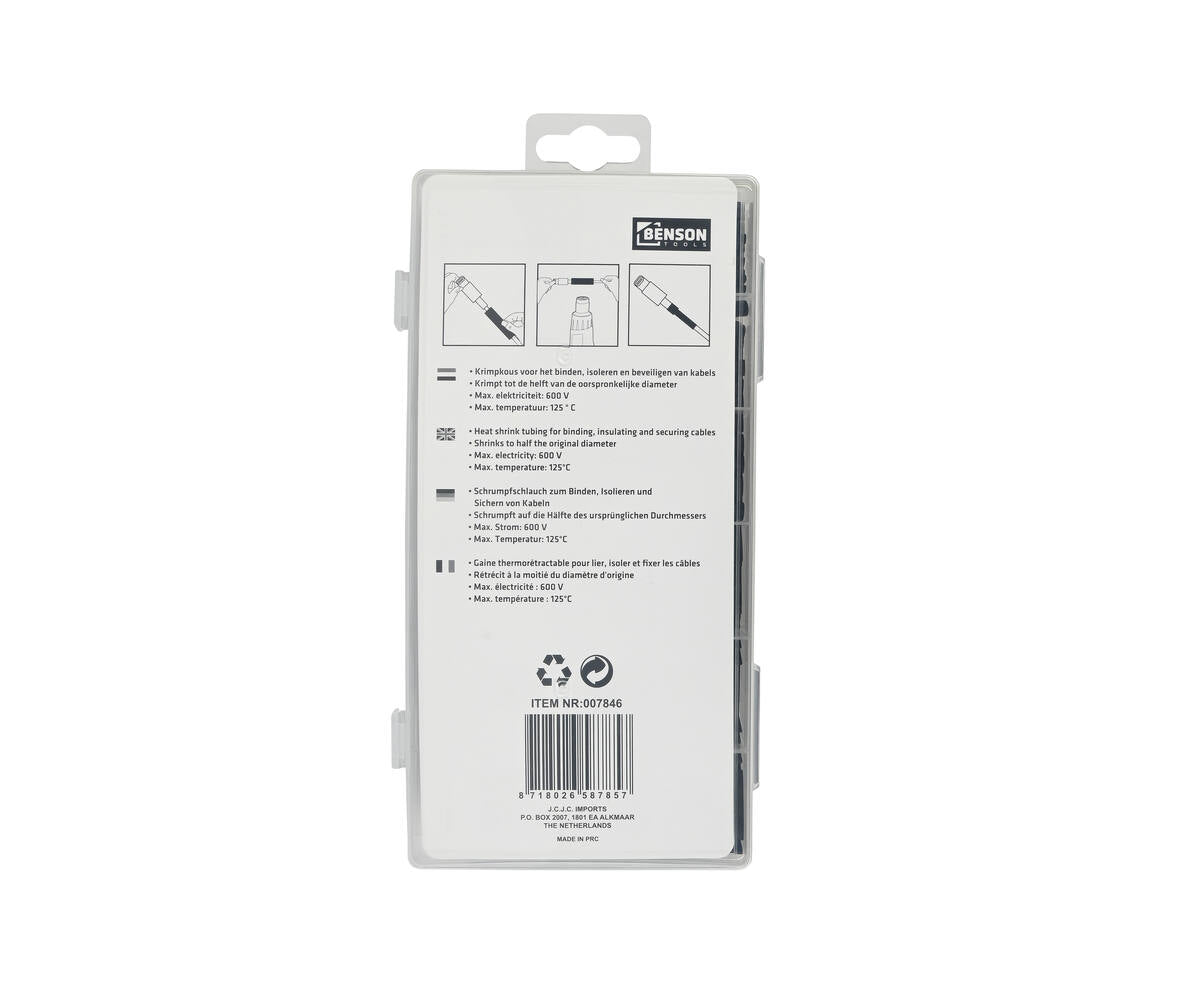 Krimpkous Set 127 dlg Zwart - Veilig Kabelbeheer tot 600V en 125°C