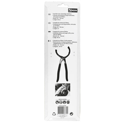 Oliefiltertang 12" - Verstelbaar 63-116mm, sterke grip, ideaal voor DIY.