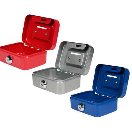 Geldkistje 115x85x55 mm met cylinderslot en 2 sleutels, draagbaar.