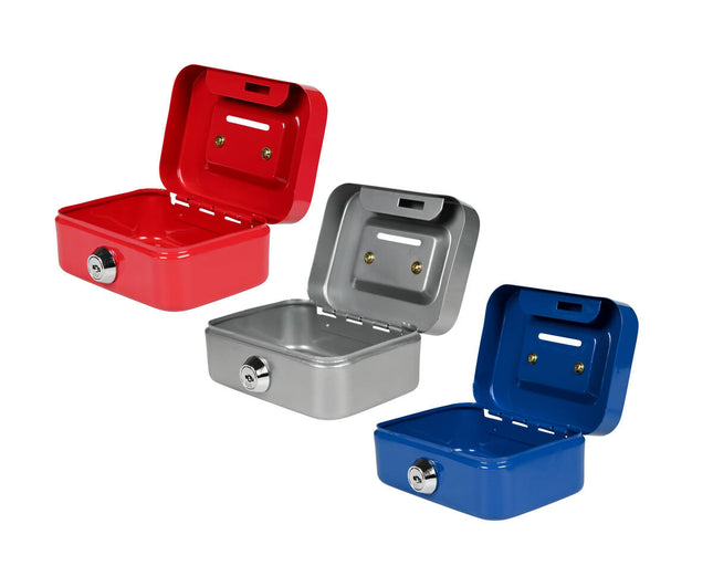 Geldkistje 115x85x55 mm met cylinderslot en 2 sleutels, draagbaar.