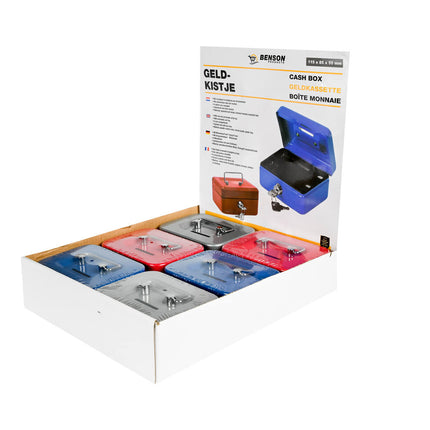 Geldkistje 115x85x55 mm met cylinderslot en 2 sleutels, draagbaar.