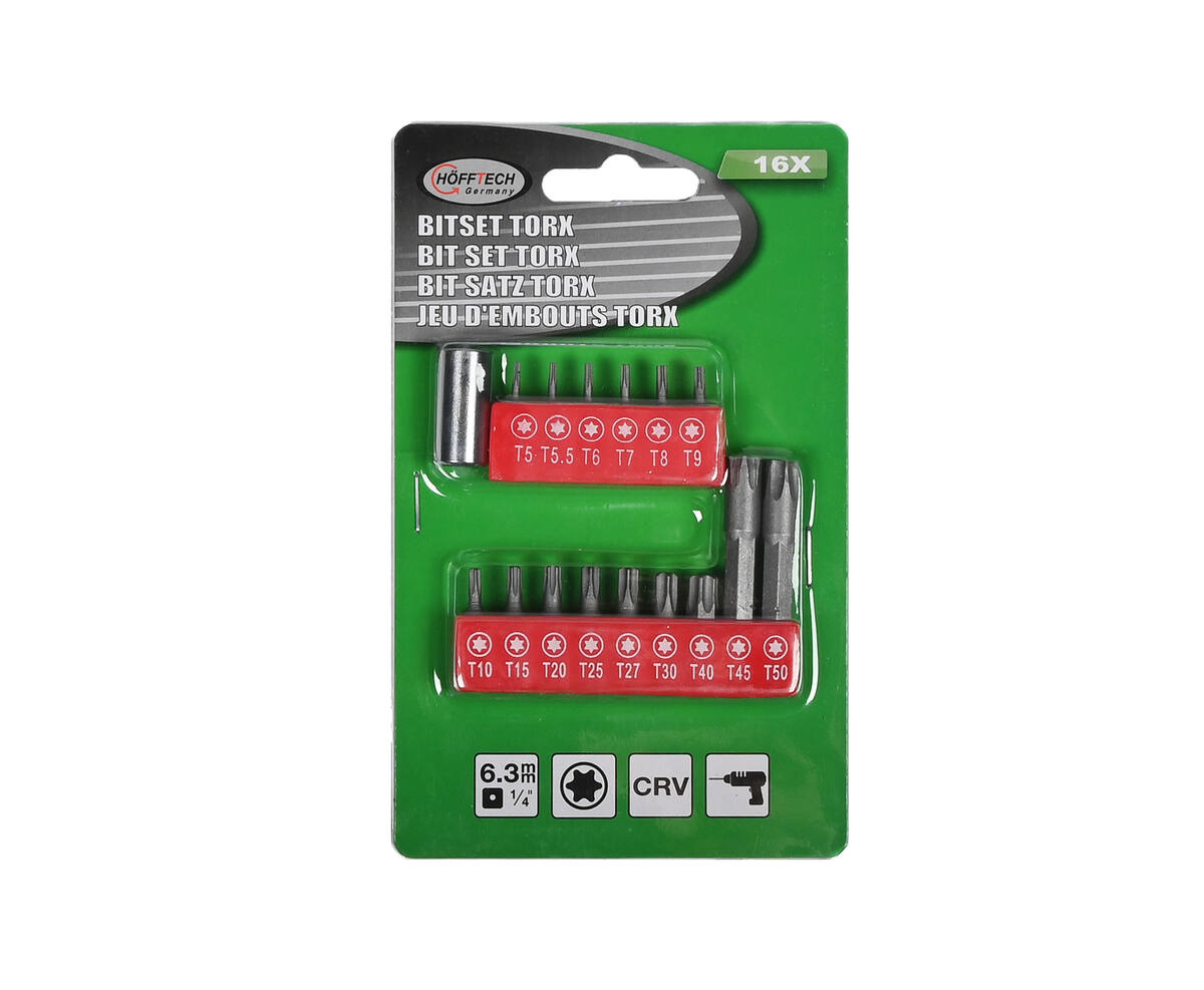 16-delige Torx Bitset Cr-V, Ideaal voor Diverse Klusprojecten