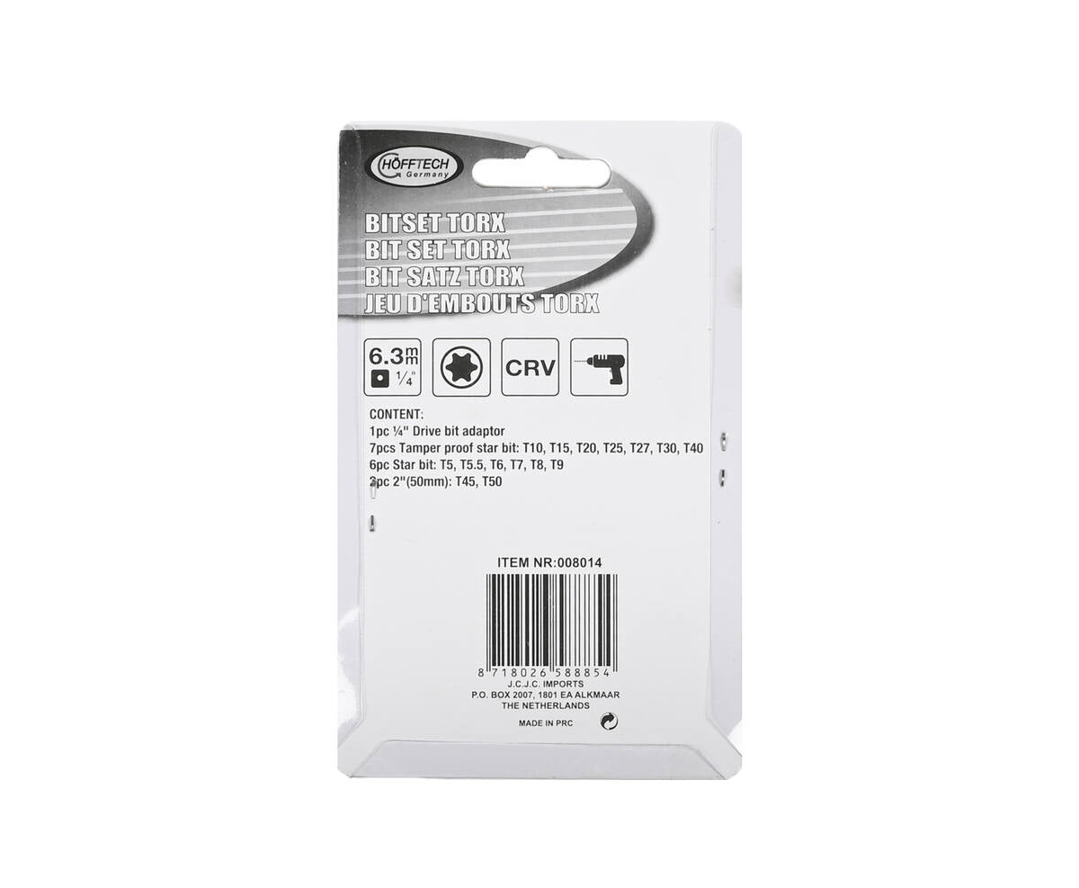 16-delige Torx Bitset Cr-V, Ideaal voor Diverse Klusprojecten