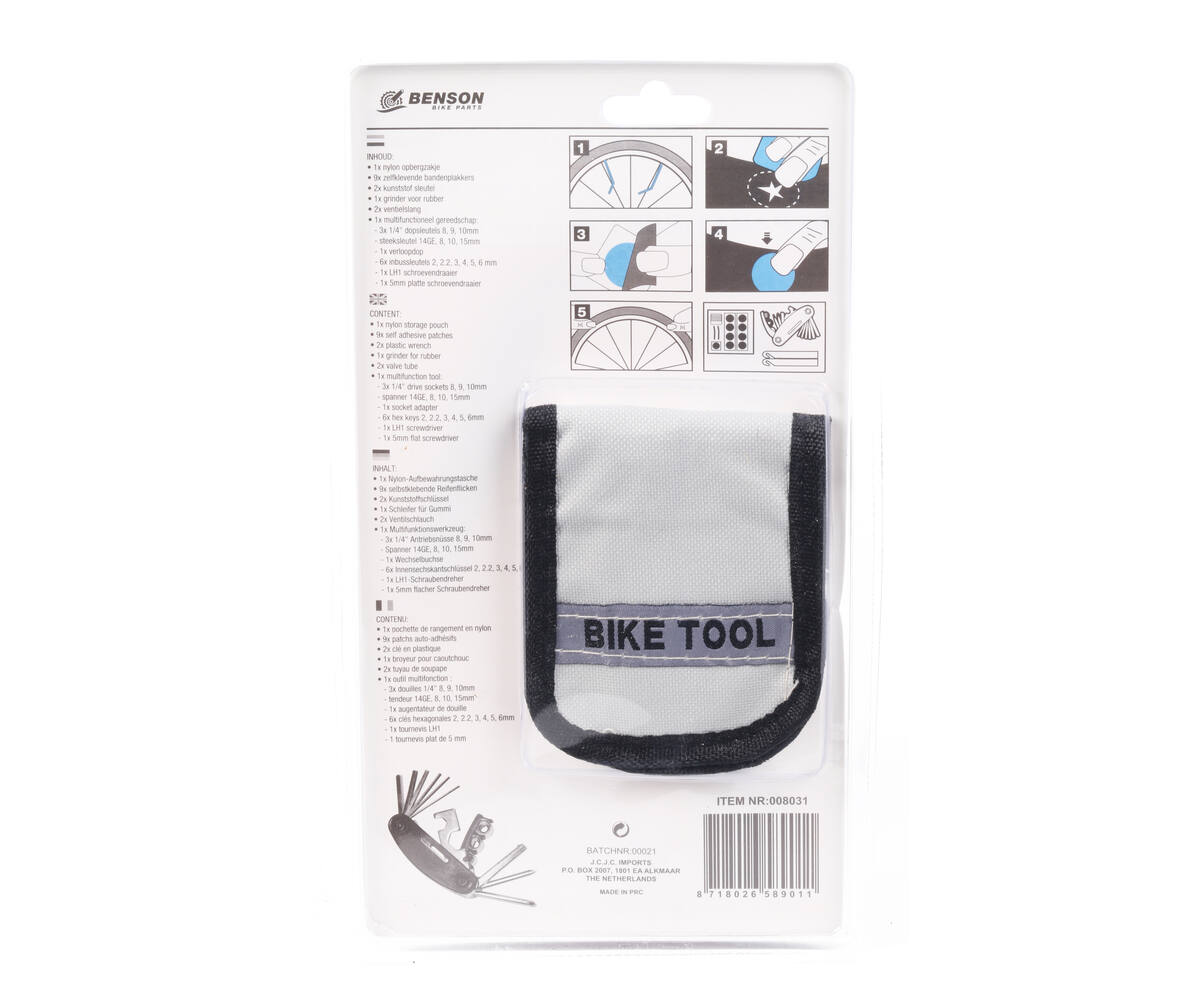 Fiets Reparatieset 16-delig: Patches, Sleutels, Tools voor Onderweg