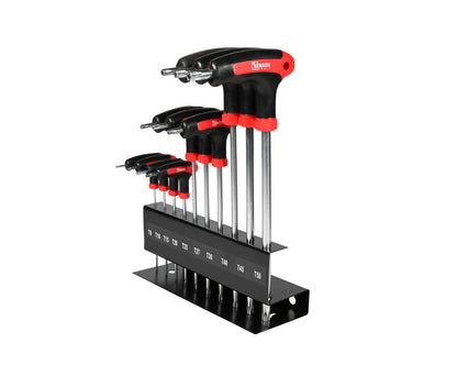 Torx T-sleutelset 10-delig Cr-V staal met standaard, ideaal voor klussen