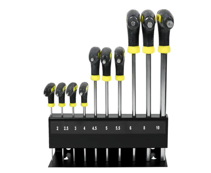 Inbusset 10-delig Cr-V: 2-10mm, ideaal voor montage en reparaties.