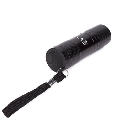 Zaklamp 1W COB Zwart, 55 lumen, 8,5x2,5 cm, ideaal voor kamperen.