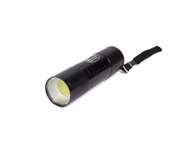Zaklamp 1W COB Zwart, 55 lumen, 8,5x2,5 cm, ideaal voor kamperen.