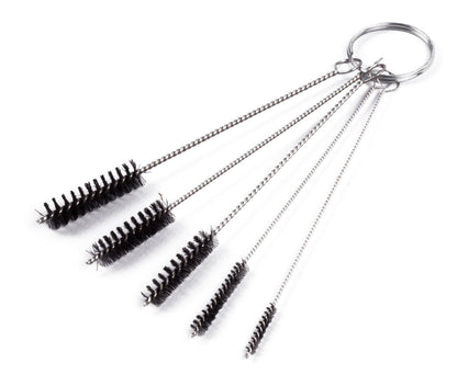Borstel Set Mini 5-delig - 5 maten, nylon/stalen kern, met sleutelhanger