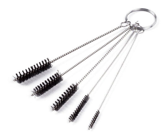Borstel Set Mini 5-delig - 5 maten, nylon/stalen kern, met sleutelhanger