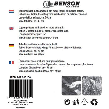 Takkenschaar Aambeeld, 70cm, Teflon S-Coating, snoeit takken tot 40mm.