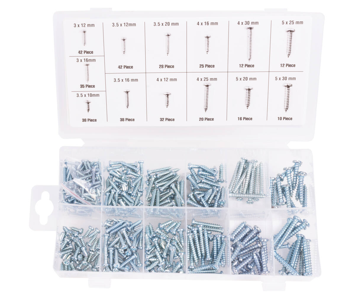 Parker Set 350 dlg: 350 stuks schroeven, ideaal voor houtbewerking.