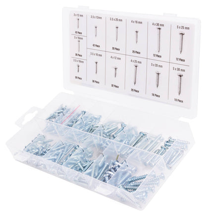 Parker Set 350 dlg: 350 stuks schroeven, ideaal voor houtbewerking.