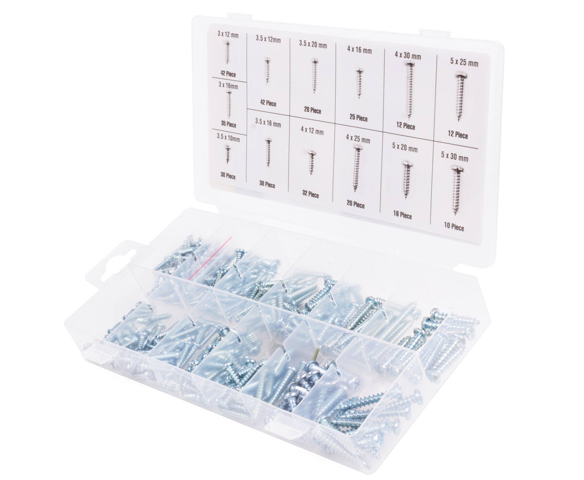 Parker Set 350 dlg: 350 stuks schroeven, ideaal voor houtbewerking.