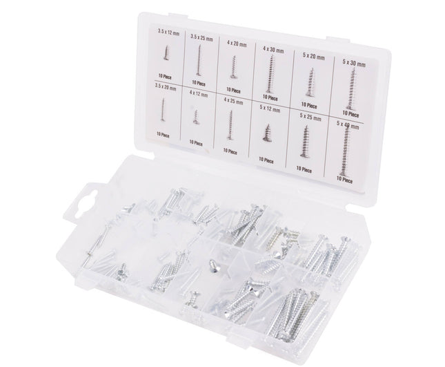 Houtschroeven Set 120 dlg - Staal, Corrosiebestendig, 12-40mm