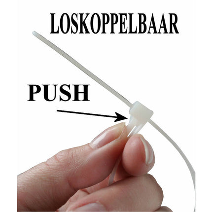 Loskoppelbare Tie Ribs, 7.6x300mm, 50 st, ideaal voor kabelbeheer.