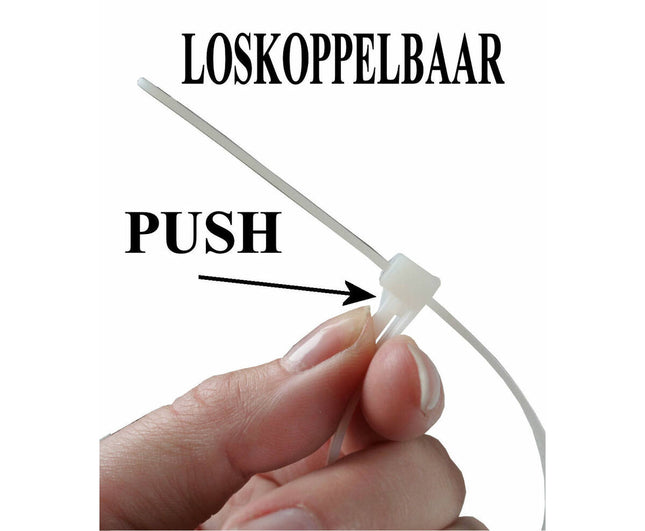 Loskoppelbare Tie Ribs, 7.6x300mm, 50 st, ideaal voor kabelbeheer.