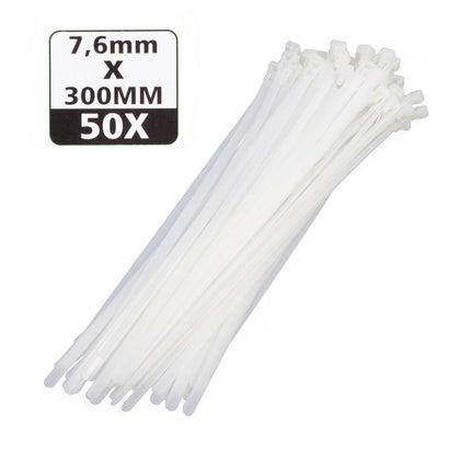 Loskoppelbare Tie Ribs, 7.6x300mm, 50 st, ideaal voor kabelbeheer.