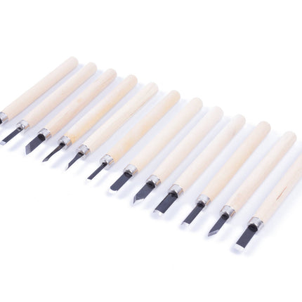Gutsset 12 dlg: Voor hout, leer & stempels, 132mm lang, Ø12mm handvat