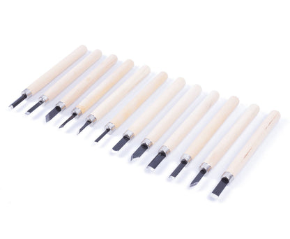 Gutsset 12 dlg: Voor hout, leer & stempels, 132mm lang, Ø12mm handvat