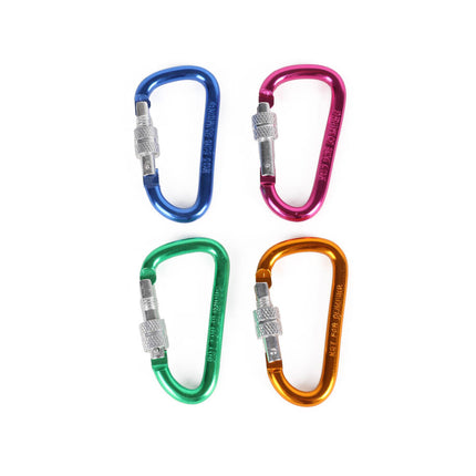 Set van 12 D-vormige aluminium karabijnhaken, ideaal voor kamperen.