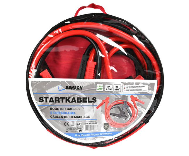 Startkabel 1200A 35 qmm 4.5m: Ideaal voor zware voertuigen starten.