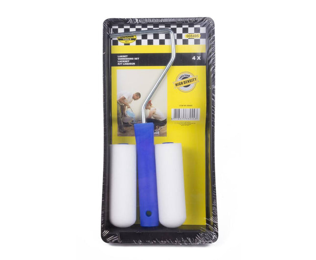 Lakset 4 dlg 10 cm – Inclusief roller, bak, kwast; ideaal voor verfwerk