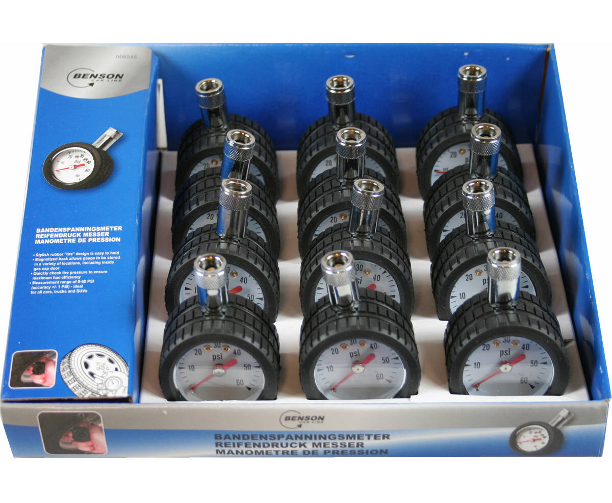 Bandenspanningsmeter 0-60 PSI/0-4 BAR, ideaal voor auto's en fietsen