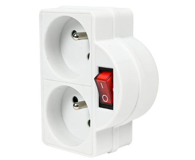 Stopcontact A-pin 16A + Schakelaar, 3680W, Duo Wit voor FR/BE