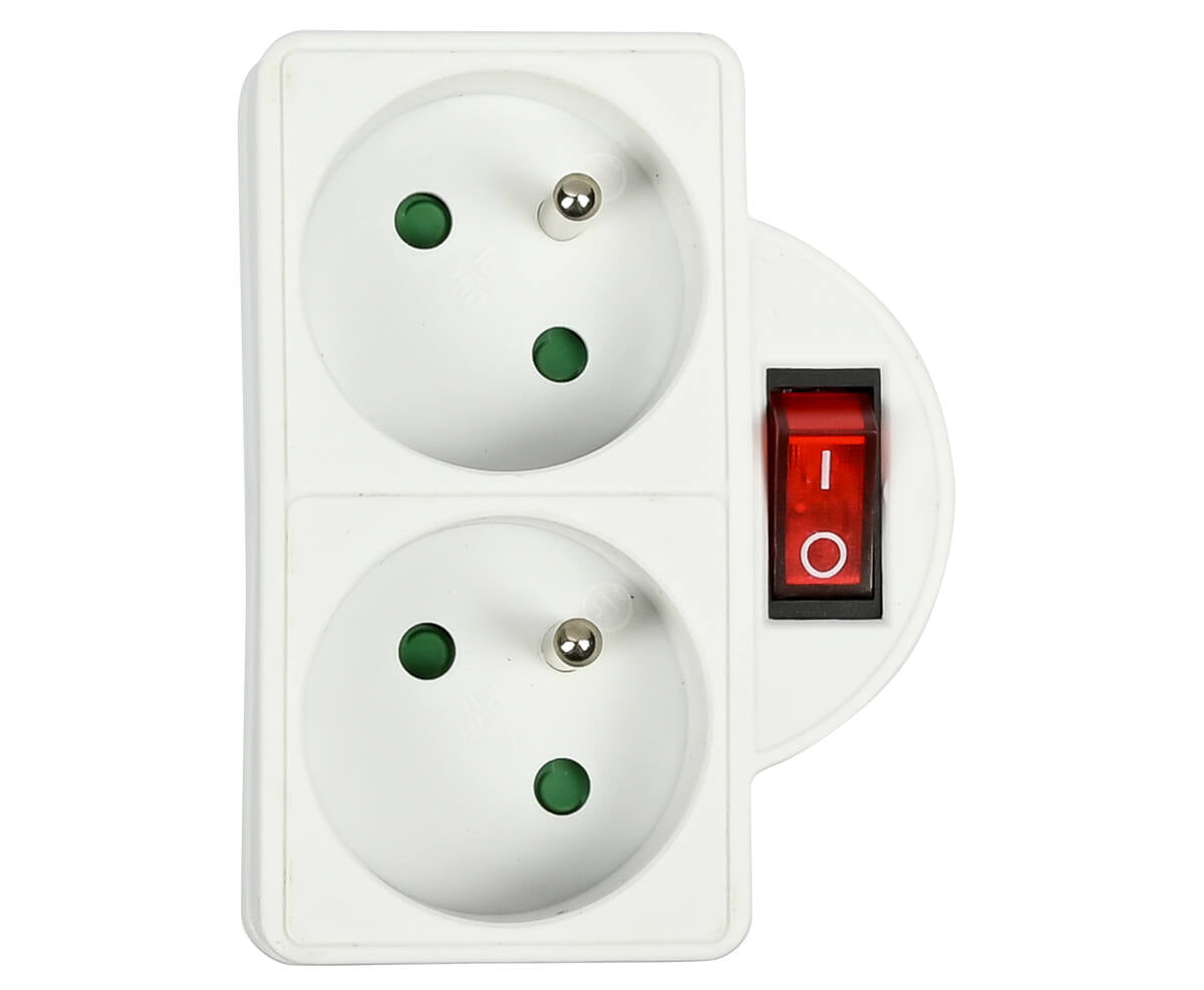 Stopcontact A-pin 16A + Schakelaar, 3680W, Duo Wit voor FR/BE
