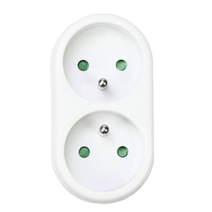 Witte A-Pin Duo Verloopstekker 16A, 230V voor Frankrijk/België.