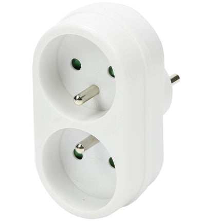 Witte A-Pin Duo Verloopstekker 16A, 230V voor Frankrijk/België.