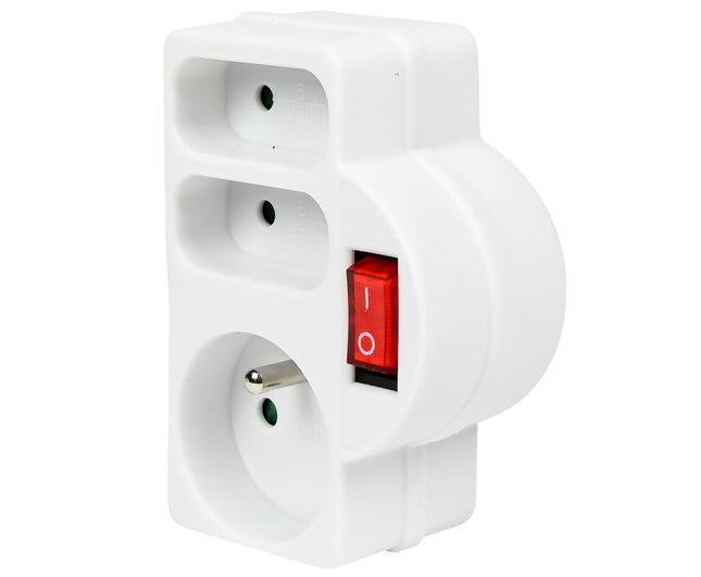 3-Weg Stopcontact 3680W A-pin, Schakelaar, voor FR/BE Apparaten