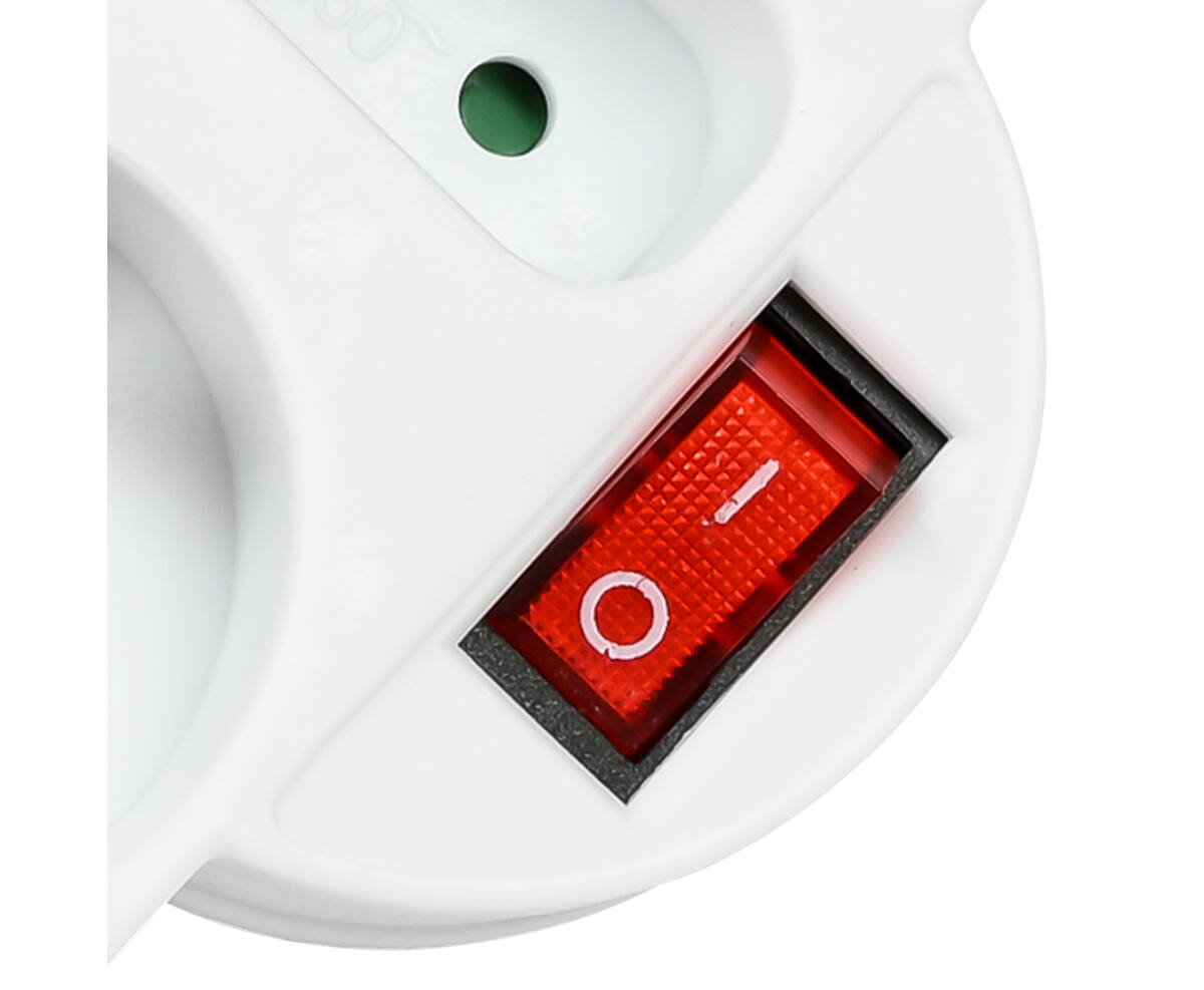 3-Weg Stopcontact 3680W A-pin, Schakelaar, voor FR/BE Apparaten