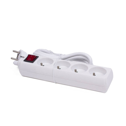 Stekkerdoos 4-voudig A-pin, 1.5m, 3680W, met schakelaar, wit