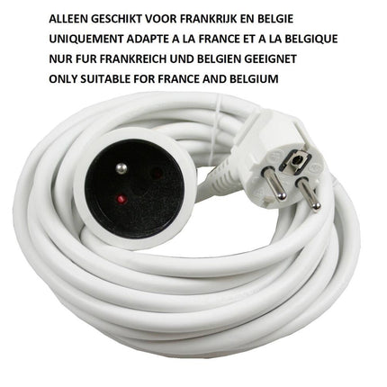 Verlengsnoer 5m 3G1.5MM² A-pin, 16A/250V, max 3500W, FR/BE gebruik