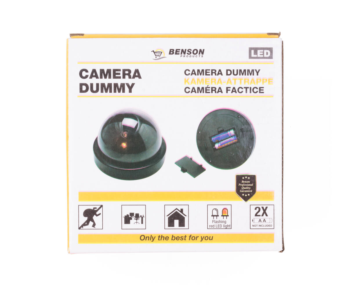Realistische Dummy Camera met LED, Voor Binnen/Buiten, Werkt op 2x AA.